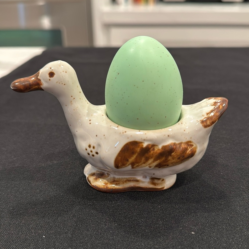 Vintage Handmade Art Pottery Duck Egg Cup  Country Style